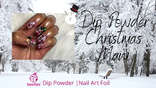 Beetles Dip Powder|Nail Art Foil Christmas Mani #3