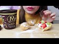 asmr giant profiterole chocolate magnum ice cream eating sounds no talking