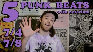 5 Punk 7/4 Drum Beats *with notation*