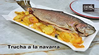 Trucha a la navarra al horno con jamón y patatas al ajillo By #javierromero