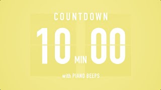 10 Minute Countdown Timer ⏳ Flip Clock with Piano Beeps 🎹🟡