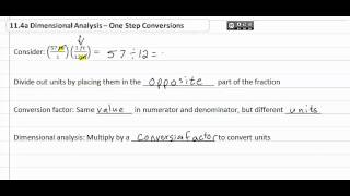 11.4a Dimensional Analysis-One Step Conversions