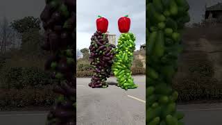 Vegetables and fruits walking bump fresh fruit strawberry