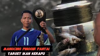 Mancing di pinggir laut  mendapatkan beberapa ikan kerapu