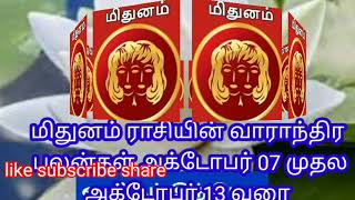 மிதுன ராசியின் வாராந்திர ராசி பலன்கள் அக்டோபர்7 முதல் அக்டோபர்13 வரை#rasipalan#trending #viralvideo