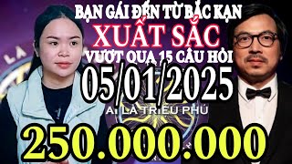 AI LÀ TRIỆU PHÚ MỚI NHẤT. 05/01/2025 Bạn gái đến từ Bắc Kạn XUẤT SẮC vượt câu 15 - GAME HAY TRÍ TUỆ