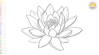 Lotus easy drawings | Flower drawing tutorial | How to draw A Lotus flower step by step | #artjanag