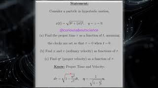 Problem 12.28 - Relativistic Mechanics, Proper Time \u0026 Velocity: Introduction to Electrodynamics