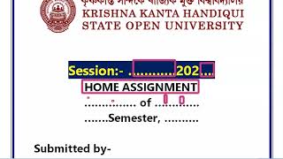 HOW TO DOWNLOAD KKHSOU ASSIGNMENT FRONT PAGE | KKHSOU ASSIGNMENT FRONT PAGE | Front Page