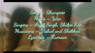 Ghungroo full song lyrics / war / Hrithik Roshan / Vaani kapoor