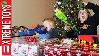 Christmas Showdown Part 1! Nerf Blaster Sneak Attack Squad Holiday Battle!