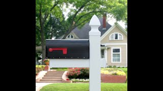 Decorative Outdoor Black Metal Mailbox with White Vinyl Post