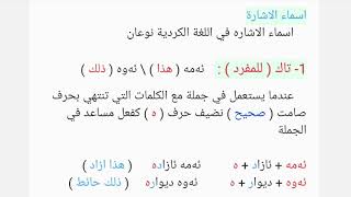 اللغة الكردية / الصف الرابع / اسماء الاشارة