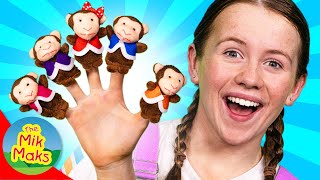 Five Little Monkeys Jumping On The Bed | Finger Puppets | The Mik Maks Kids Songs