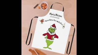 Personalized Custom Grinchmas Apron! #etsyfinds #etsyseller  #apron #bakingislife #linkinbio