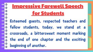 Impressive Farewell Speech for Students |Short and Smart Farewell Speech|Farewell Speech by Students