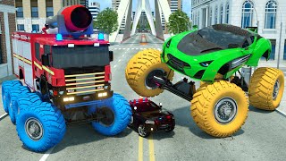 Sergeant Lucas the Police Car - Monster Truck - Monster Fire Truck | Wheel City Heroes