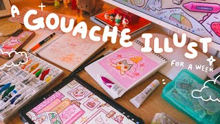 Gouache sketchbook, procreate illust, little pleasure in my ordinary week 🎨 art vlog