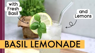 Homemade Basil Lemonade | with fresh Basil \u0026 Lemons | 5 Ingredients recipe