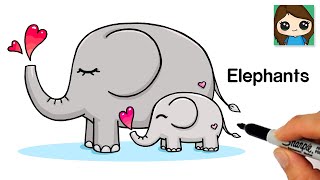 How to Draw Elephants Easy 🐘Mommy and Baby
