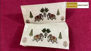 Vanya Creations Elephant Tree Print Shagun Envelopes for Gifting Money Cash, Matte, Cream | PE01