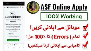 How To Apply ASF / ASF Online Apply / ASF Apply Directly / ASF Online Apply Errors Problem Solution