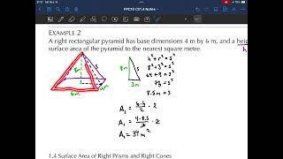 FPC10 Ch1 4 Surface Area of Right Pyramids and Right Cones 2 Examples 1 and 2