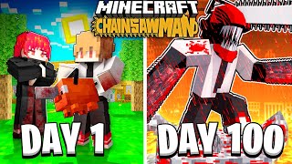 I Survived 100 DAYS as CHAINSAW MAN in HARDCORE Minecraft... Here's What Happened