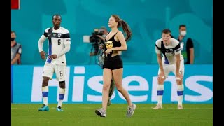 naked woman run into the field - Finland vs Belgium Euro 2021