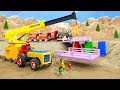 Diy tractor making mini Concrete Bridge for Train | Construction Vehicle, Excavator, Crane | HP Mini