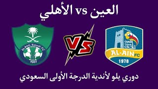 مباراة العين والأهلي اليوم في دوري يلو لأندية الدرجة الأولى الدوري السعودي - موعد وتوقيت والقنوات