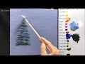 winter serie 5 how to paint snowy pine tree using fan brush