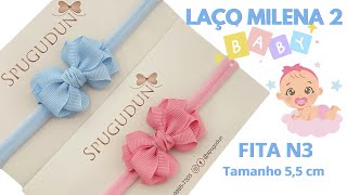 LAÇO MILENA 2 BABY na Fita N3, mais Meio Mega Retorcido #diy #bow #ribbon #como