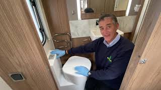 Dometic toilet demonstration in a 2018 Coachman