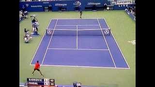 unbelievable rally! best break point ever! US open final 2013 Nadal v Djokovic