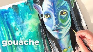 Gouache Painting a Portrait from Avatar 2 #shorts