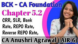 Chapter 5.2 ll What is CRR, SLR, Bank Rate, REPO Rate, Reverse Repo Rate ll BCK - CA Foundation