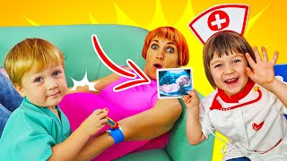 Mommy goes to doctor! Kids pretend to play hospital. Family fun & kid friendly videos for kids.