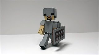 How to Build a LEGO Minecraft Big-Fig Steve in Iron Amour and a Shield