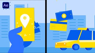 2D Explainer Taxi Order App Animation in After Effects Tutorials