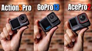 年度运动相机大对比：GoPro13 vs Action5Pro vs AcePro2｜画质｜暗光｜水下｜防抖｜电池续航｜充电速度｜视角｜色彩还原｜过热｜低温