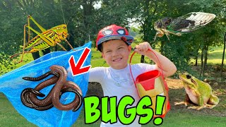 OUTSIDE BUG HUNT ADVENTURE with CALEB & MOMMY! WE FIND A BABY FROG!