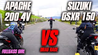 GSXR 150 VS APACHE 200 4V  batalla a Muerte Drag Race