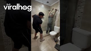 Glass Shower Door Shatters During Installation || ViralHog