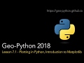 Geo-Python Lesson 7.1 - Plotting in Python, Introduction to Matplotlib