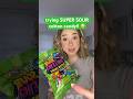 trying SUPER SOUR cotton candy!! 😳 #shorts #tastetest #sour