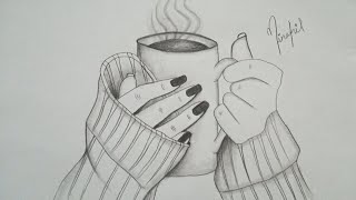 How to draw a Girl's hand holding a cup || pencil sketches || sketches by minahil