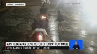 Aksi Kejahatan Geng Motor di Tempat Cuci Mobil