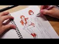 ✦ filling a sketchbook page using only 2 tools ballpoint pen and tombow marker draw with me