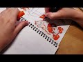 ✦ filling a sketchbook page using only 2 tools ballpoint pen and tombow marker draw with me